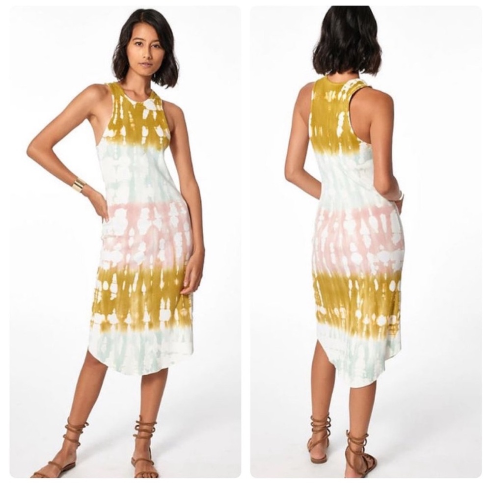 NEW Young Fabulous and Broke Ribbed Tie Die High Neck Tank Midi Dress Size XS